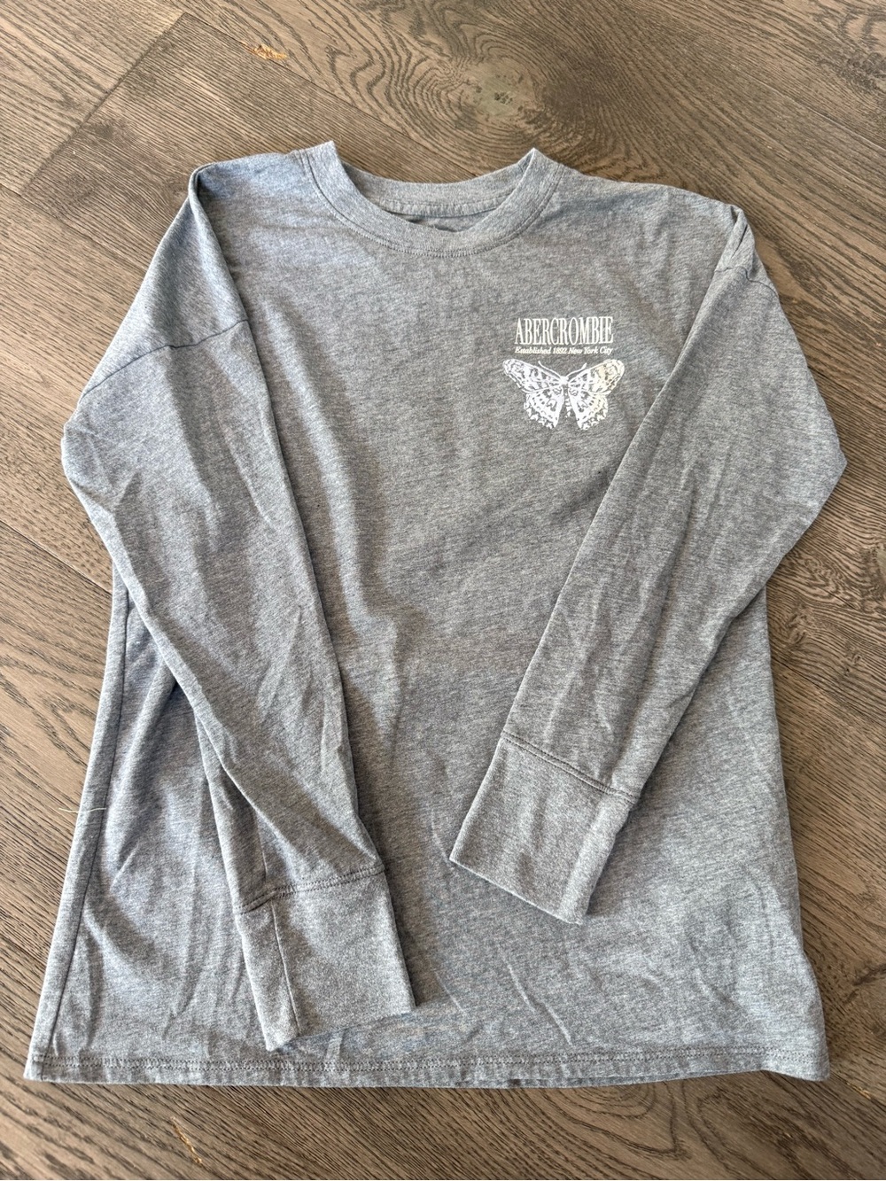 abercrombie kids Gray Long Sleeve Tee with White Butterfly Logo